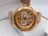 Versace Dylos Chronograph Gold Dial Gold Steel Strap Watch for Men - VQC040015