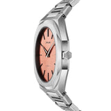 D1 Milano Ultra Thin Salmon Pink Dial Silver Steel Strap Watch for Men - D1-UTBJ26