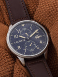 Lacoste Continental Blue Dial Brown Leather Strap Watch for Men - 2011040