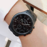 Fossil Forrester Chronograph Black Dial Black Steel Strap Watch for Men - FS5697
