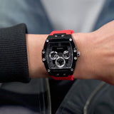 Guess Phoenix Multifunction Black Dial Red Rubber Strap Watch for Men - GW0203G4