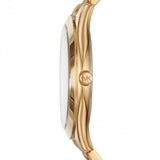 Michael Kors Slim Runway Blue Mother of Pearl Dial Gold Steel Strap Watch for Women - MK3492