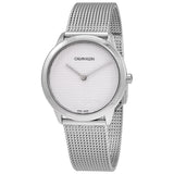 Calvin Klein Minimal White Dial Silver Mesh Bracelet Watch for Women - K3M2212Y