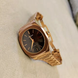 D1 Milano Ultra Thin Brown Dial Gold Steel Strap Watch for Men - D1-UTBJ13