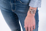 Guess Iconic Diamonds Rose Gold Dial Rose Gold Mesh Bracelet Watch For Women - GW0477L3