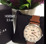 Coach Slim Easton White Dial Brown Leather Strap Watch for Women - 14502682