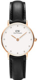Daniel Wellington Classy Sheffield White Dial Black Leather Strap Watch For Women - DW00100060