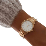 Daniel Wellington Iconic Link White Dial Rose Gold Steel Strap Watch For Women - DW00100211