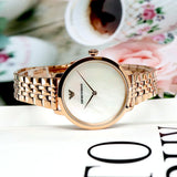 Emporio Armani Modern Mother of Pearl White Dial Rose Gold Steel Strap Watch for Women - AR11158