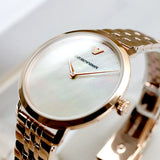 Emporio Armani Modern Mother of Pearl White Dial Rose Gold Steel Strap Watch for Women - AR11158