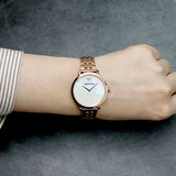 Emporio Armani Modern Mother of Pearl White Dial Rose Gold Steel Strap Watch for Women - AR11158