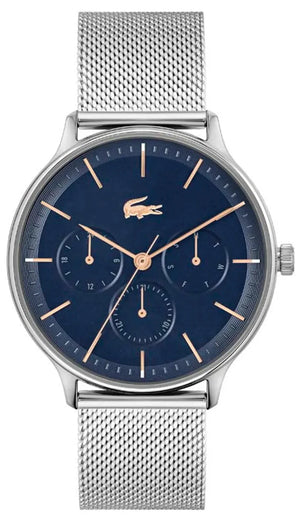 Lacoste Club Multifunction Blue Dial Silver Mesh Strap Watch for Men - 2011228