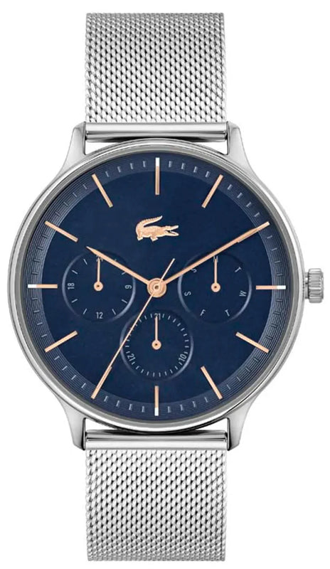 Lacoste Club Multifunction Blue Dial Silver Mesh Strap Watch for Men - 2011228