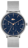 Lacoste Club Multifunction Blue Dial Silver Mesh Strap Watch for Men - 2011228