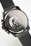 Diesel Mega Chief Chronograph Black Dial Black Mesh Bracelet Watch For Men - DZ4514