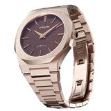 D1 Milano Ultra Thin Brown Dial Gold Steel Strap Watch for Men - D1-UTBJ13