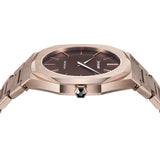 D1 Milano Ultra Thin Brown Dial Gold Steel Strap Watch for Men - D1-UTBJ13