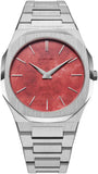D1 Milano Ultra Thin Red Dial Silver Steel Strap Watch for Men - D1-UTBJ20