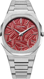 D1 Milano Ultra Thin Barn Red Dial Silver Steel Strap Watch for Men - D1-UTBJ33