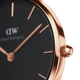 Daniel Wellington Classic Petite Dover Black Dial White NATO Strap Watch For Women - DW00100314