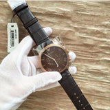 Emporio Armani Classic Large Chronograph Brown Dial Brown Leather Strap Watch for Men - AR1616