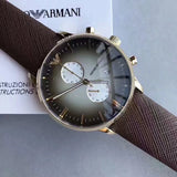 Emporio Armani Retro Chronograph Brown Dial Brown Leather Strap Watch for Men - AR1755