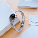 Calvin Klein Authentic Black Dial Silver Steel Strap Watch for Women - K8G23141