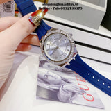 Guess Cosmo Diamonds Silver Dial Blue Rubber Strap Watch for Women - GW0034L5