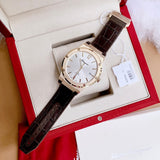 Salvatore Ferragamo F-80 Classic Silver Dial Brown Leather Strap Watch for Men - SFDT00419
