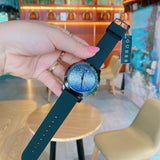 Guess Crush Crystals Silver Dial Black Rubber Strap Watch for Women - W1223L4