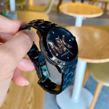 Michael Kors Runway Quartz Black Dial Black Steel Strap Watch For Women - MK6683