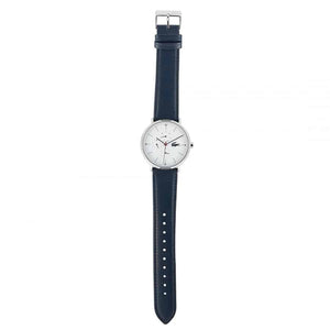 Lacoste Moon Multifunction White Dial Blue Leather Strap Watch for Men - 2010975