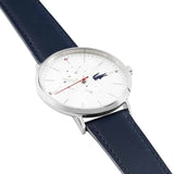 Lacoste Moon Multifunction White Dial Blue Leather Strap Watch for Men - 2010975