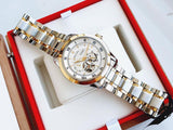 Bulova BVA Skeleton Silver Dial Two Tone Steel Strap Watch for Men - 98A230