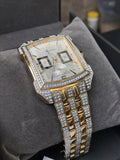 Bulova Crystal Chronograph White Dial Two Tone Steel Strap Watch for Men - 98C109