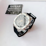 Guess Headline Chronograph Grey Dial Black Rubber Strap Watch for Men - GW0571G1