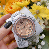 Michael Kors Everest Chronograph Gold Dial Silver Steel Strap Watch For Women - MK5870