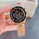 Michael Kors Bayville Chronograph Black Dial Gold Steel Strap Watch For Men - MK8726