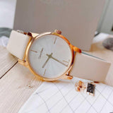Calvin Klein City Silver Dial White Leather Strap Watch for Women - K2G236X6