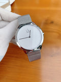 Calvin Klein Minimal White Dial Silver Mesh Bracelet Watch for Women - K3M2212Y