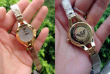 Emporio Armani Chiara Silver Dial Gold Steel Strap Watch for Women - AR7363