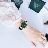 Guess Solstice Green Dial Black Rubber Strap Watch for Women - GW0113L1
