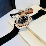 Guess Venus Diamonds Black Dial Black Rubber Strap Watch for Women - GW0118L2