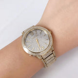 Michael Kors Kerry Crystals Gold Dial Gold Steel Strap Watch For Women - MK3360