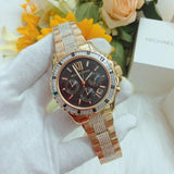 Michael Kors Everest Chronograph Black Dial Gold Steel Strap Watch For Women - MK5828