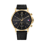 Tommy Hilfiger Daniel Black Dial Black Leather Strap Watch for Men - 1710417