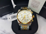 Emporio Armani Classic White Dial Two Tone Steel Strap Watch for Men  - AR11603