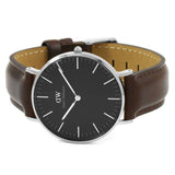 Daniel Wellington Classic Bristol Black Dial Brown Leather Strap Watch For Men - DW00100143