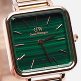 Daniel Wellington Quadro Studio Green Dial Rose Gold Mesh Strap Watch For Women - DW00100520