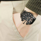 Diesel Mega Chief Chronograph Black Dial Black Steel Strap Watch For Men - DZ4309